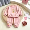 Conjunto de Sudadera para Niñas Primavera y Otoño Infantil Estampado Casual Dos Piezas Holgado Ropa Deportiva Estiloso Versión Coreana