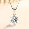 Collar Transfronterizo de Plata 925 con Moissanita de 1 Quilate para Mujer, Colgante Clásico de Seis Garras, Cadena Clavicular de Circonita de Alta Gama, Chapado en Oro