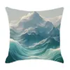 2024 nueva funda de almohada abstracta de montaña cian para cojín de cintura, sofá, mesita de noche, decoración del hogar, funda de cojín, venta al por mayor