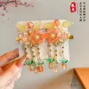Horquilla floral estilo antiguo para niños, horquilla de princesa tradicional, horquilla con borla estilo chino para niñas pequeñas, accesorio para el cabello Hanfu para niñas