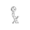 Pulseira de aço inoxidável com pingentes de letra de luxo 26 letras com zircônia transparente requintada A-Z Acessórios para joias DIY