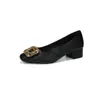 Novos Sapatos Femininos 2026 com Bico Quadrado e Salto Bloco, Estilo Francês com Fivela de Strass, Sapatos Mary Jane Baixos, Sapatos Versáteis Profissionais para Mulheres