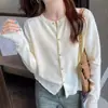 Novo Cardigã Tricot Cinza Feminino Outono Peça Externa Design Sense Suéter Casaco Outono Inicial Manga Longa Fina para Mulheres