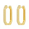 Pendientes de Aro Geométricos con Forma de Hoja, Cruz y Corazón, Chapados en Cobre Dorado con Microincrustaciones de Circonita, Estilo Nuevo Transfronterizo para Mujer