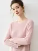 Nuevo Suéter 100% Cachemir Puro para Mujer Cuello Redondo Textura Acanalada Tejido de Punto Otoño Invierno Estilo Perezoso Tejido Holgado Capa Base