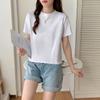 Camisetas Lisas Versáteis de Manga Curta para Mulheres no Atacado, Camisetas Largas para o Dia a Dia, Tops de Manga Curta para o Verão, Camisetas Brancas para Mulheres
