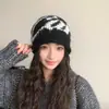 Gorro de punto de mezcla de lana para mujer, bloques de color, para otoño e invierno, cálido y moderno para exteriores, nuevo estilo, moda al por mayor