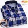 Venta Directa de Fábrica Camisa Cálida para Hombre Invierno Terciopelo Engrosado Cuadros Manga Larga Tallas Grandes