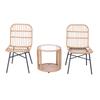 Fábrica de Origen Conjunto de Tres Piezas de Mesa y Sillas de Mimbre para Terraza y Balcón Silla de Mimbre para Ocio al Aire Libre con Respaldo Mesa de Café de Mimbre de Imitación