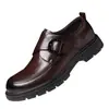 Zapatos de Cuero Casuales Versátiles para Hombres Mayores, Estilo Británico, Zapatos de Negocios, Nuevos de Primavera y Verano, Tendencia, Suela Suave, Suela Gruesa Negra, Transpirables