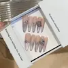 [Iris] Uñas Portátiles Hechas a Mano Estilo Francés con Degradado Morado Ojo de Gato, Efecto Iluminador, Pedrería Grande, Brillo Deslumbrante, Sensación de Alta Gama, Artículo de Lujo Popular
