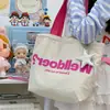 Bolso de lona de estilo coreano con diseño de dopamina para niñas, bolso tote de gran capacidad con cordón, bolso de hombro ligero para el día a día