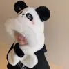 Bufanda de Panda para Niñas al por Mayor Sombrero Infantil Versión Coreana Sombrero con Orejas de Piel Sintética de Conejo Bufanda para Niñas Kuromi Cálido con Capucha