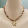 Collar de Cadena para Clavícula de Concha de Estrella de Mar con Goteo de Aceite Multicapa Transfronterizo Europeo y Americano Estilo Versátil para Vacaciones en la Playa