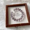[Uvas Moradas] Pulsera de Cristal Natural Cristal Blanco Pulsera de Amatista Fuego Púrpura Nueve para Mujeres