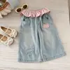 Jeans de Encaje para Niñas 2025 Nuevos Elegantes Pantalones Casuales para Bebé Pantalones Rectos Cortos para Niños Verano