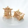 Banho de ouro real 14K cor ouro retro lanterna de palácio Pavilhão pingente DIY antigo grampo de cabelo de noiva brincos acessórios