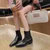 Nuevas botas Chelsea cortas slip-on de otoño e invierno, elegantes botas estilo británico de tacón grueso ajustadas para mujer