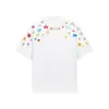 Camiseta de Verão 2025 100% Algodão Pesado Criativa Estampa Graffiti Cartoon Manga Curta High Street Casal Gola Redonda Manga Curta Casal
