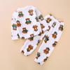 Novos pijamas de flanela para outono e inverno, para meninos e meninas, roupas de outono espessadas, calças compridas, conjunto de roupa íntima térmica, roupa de casa para bebê