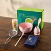 Conjunto de matcha estilo japonês 8 peças conjunto rosa travessa de matcha transfronteiriça com boca travessa de matcha de alto valor com boca para mulheres