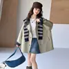 Ropa para niñas, chaqueta de otoño con cuello alto, nuevo modelo 2026, estilo primavera y otoño para niñas mayores, gabardina de moda para estudiantes de secundaria