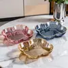 Plato de frutas lujoso y elegante con bordes dorados transparentes para frutas secas y dulces, adecuado para mesa de centro de sala de estar, mesa de comedor de cocina y plato de hueso