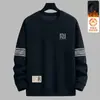 [Entrega Rápida] Moletom Outono e Inverno Novo Estilo Forrado com Lã Solto Gola Redonda Manga Longa Tendência Moda Masculina Camada Base