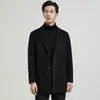 Nuevo Abrigo de Lana Pura para Hombre Otoño e Invierno, Abrigo de Lana Doble Faz de Longitud Media con Cuello de Solapa para Hombres Jóvenes y de Edad Media