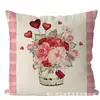 Funda de almohada para el Día de San Valentín transfronteriza, Funda de cojín para sofá de lino para el hogar con estampado, Funda de cojín colorida y apta para la piel para la oficina