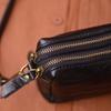 Bolso de Mano Cruzado de Cuero Genuino para Hombre de Doble Propósito con Diseño de Cremallera para Teléfono Móvil, Casual para Viajes, Oficina, Desplazamientos, Caminatas al Aire Libre