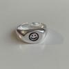 Anillo Minimalista Smiley Estilo Fresco para Mujer ins Letras en Inglés Apertura de Pan Anillo Ajustable 2023 Nuevo