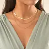 Collar de clavícula hueca apilada versátil de joyería transfronteriza europea y americana, collar de cadena de hueso de serpiente de metal retro personalizado de múltiples capas