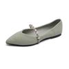 Zapatos individuales puntiagudos Weiwei Girl 373-1 Zapatos planos de mujer Estilo francés de noche tardía Zapatos de perla de frijol Boca poco profunda Talla grande Zapatos de mujer