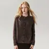 Cardigan de Cachemira de Terciopelo Bai Cai Retro Lujo Ligero para Mujer, Hilo Floral, Suéter Sencillo, Top de Punto en Capas, Nuevo en Otoño/Invierno