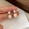Brincos de tarracha de zircônia e pérola em cubo de açúcar para mulheres, estilo nicho de alta qualidade, inspirados no Instagram, luxo leve, brincos elegantes e requintados
