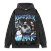 Camiseta de Manga Curta Estampada Cross-Border Retro Hip-Hop Kung Fu Kenny Kendrick High Street Pesada Gola Redonda Moletom com Capuz