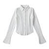 Camisa de Cintura Ajustada JK Básica Manga Larga Puro Deseo Estilo Universitario Top Primavera y Verano Interior Ajustado Correa Trasera Camisa Blanca
