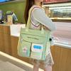 Bolsa de Metrô Ins Fofa Estilo Japonês Cor Contrastante Bolsa de Mão Feminina Grande Capacidade Bolsa Transversal Bolsa de Metrô para Estudante Aula Trajeto
