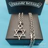 Ch Croix Star Flame Cross Vintage Pingente Colar Moda Tendência Casal Internet Celebridade Alfabeto Cadeia