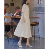Vestido Longo Simples para Mulheres, Novo Estilo Verão 2026, Decote V Maduro, Rejuvenescedor, Bonito, Estiloso, Intelectual Vestido Branco