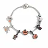 Pulseras de Halloween al por mayor Joyería Transfronteriza Europea y Americana Pulsera con Colgante de Castillo de Gato de Dibujos Animados Femenina Joyería de Mano Ins Personalizada