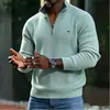 Amazon AliExpress Moda Masculina Otoño e Invierno Suéter de Punto de Canalé Vertical con Media Cremallera y Cuello Alto, Engrosado y Cálido