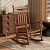 Mecedora perezosa de madera maciza retro transfronteriza francesa, sillón individual estilo americano para sala de estar y balcón