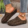 Zapatos mocasín retro con estampado de leopardo europeo y americano con ribete de cuerda de cáñamo, suela suave, medias pantuflas estilo Birkenstock, versátiles para el uso diario, pantuflas de exterior para mujer