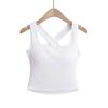 Estilo europeo y americano chica sexy top de tirantes de tirantes anchos para mujer sexy puro espalda cruzada sin espalda chaleco corto básico