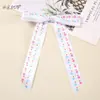 Laço Decorativo Estampado de Coração de 2,5cm Laço de Seda para Caixa de Presente de Feriado Tira Acabada Laço