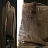 Tejido de algodón y lino tejido con color fino de cáñamo con juntas de bambú marrón rojizo Tela de diseñador para falda, camisa, ropa DIY retro envejecido