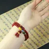Pulsera Natural de Arena Púrpura y Dorada para Mujer, Pulsera Auténtica Hecha a Mano de Múltiples Círculos de Arena Púrpura y Dorada con Hebilla de Seguridad, Cuentas de Pixiu y Buda, Pulsera de Cinabrio