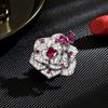 Broche Magnético Clásico de Camelia de Lujo Ligero, Sencillo y Exquisito, Incrustado con Circonita, Versátil Broche de Broche Magnético de Flor